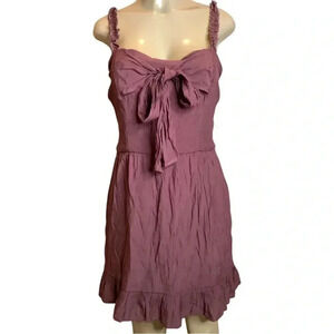 A U W Size Large Plum Ruffle Straps & Smocked Dress. New With Tags